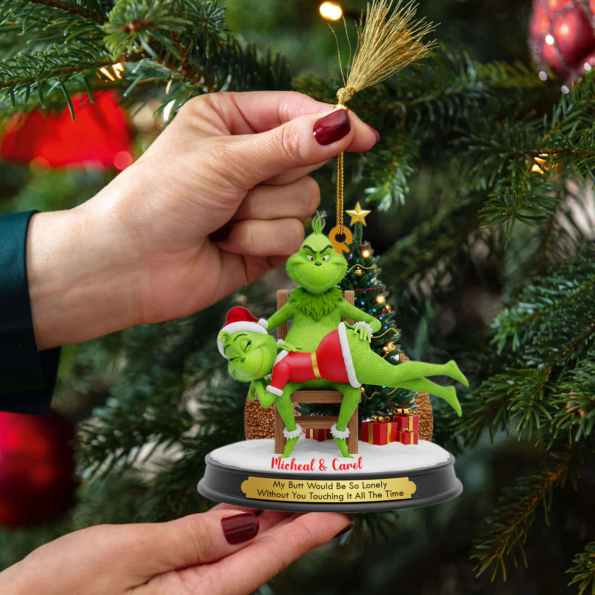 🔥$9.99 On Sale Today Only🎁Grinch Couple Christmas Ornament Set