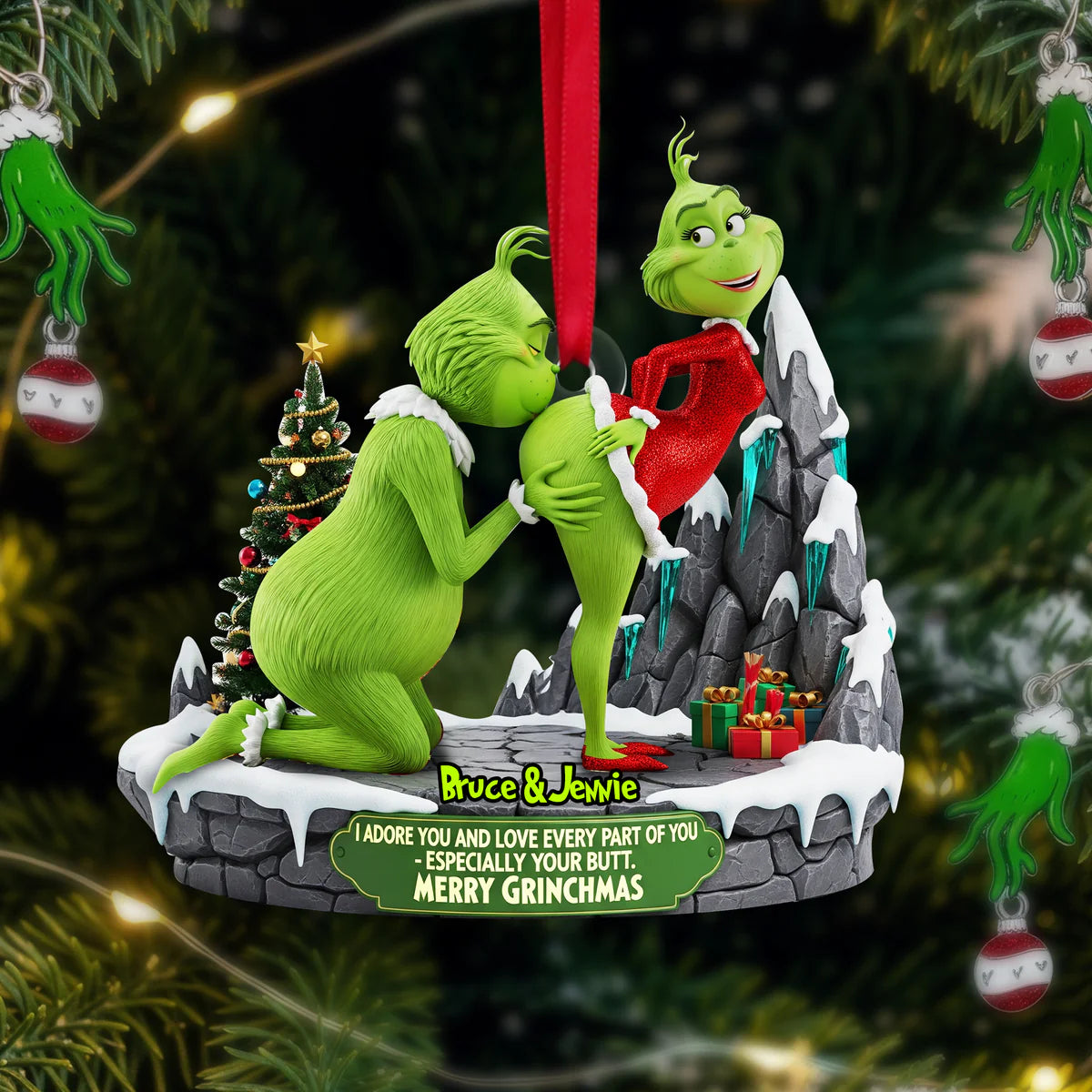 🔥$9.99 On Sale Today Only🎁Grinch Couple Christmas Ornament Set