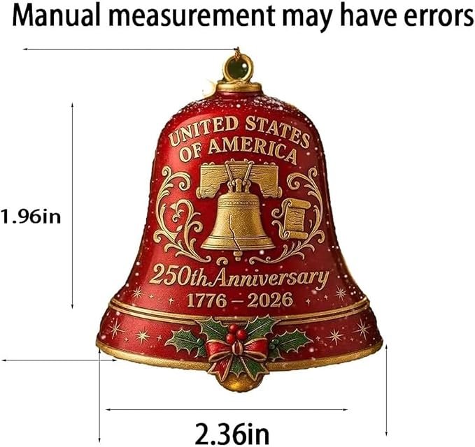 🔥Each $5.99 On Sale Today Only🔔United States 250th Anniversary Bell Ornament🌟Proudly made in Texas, USA