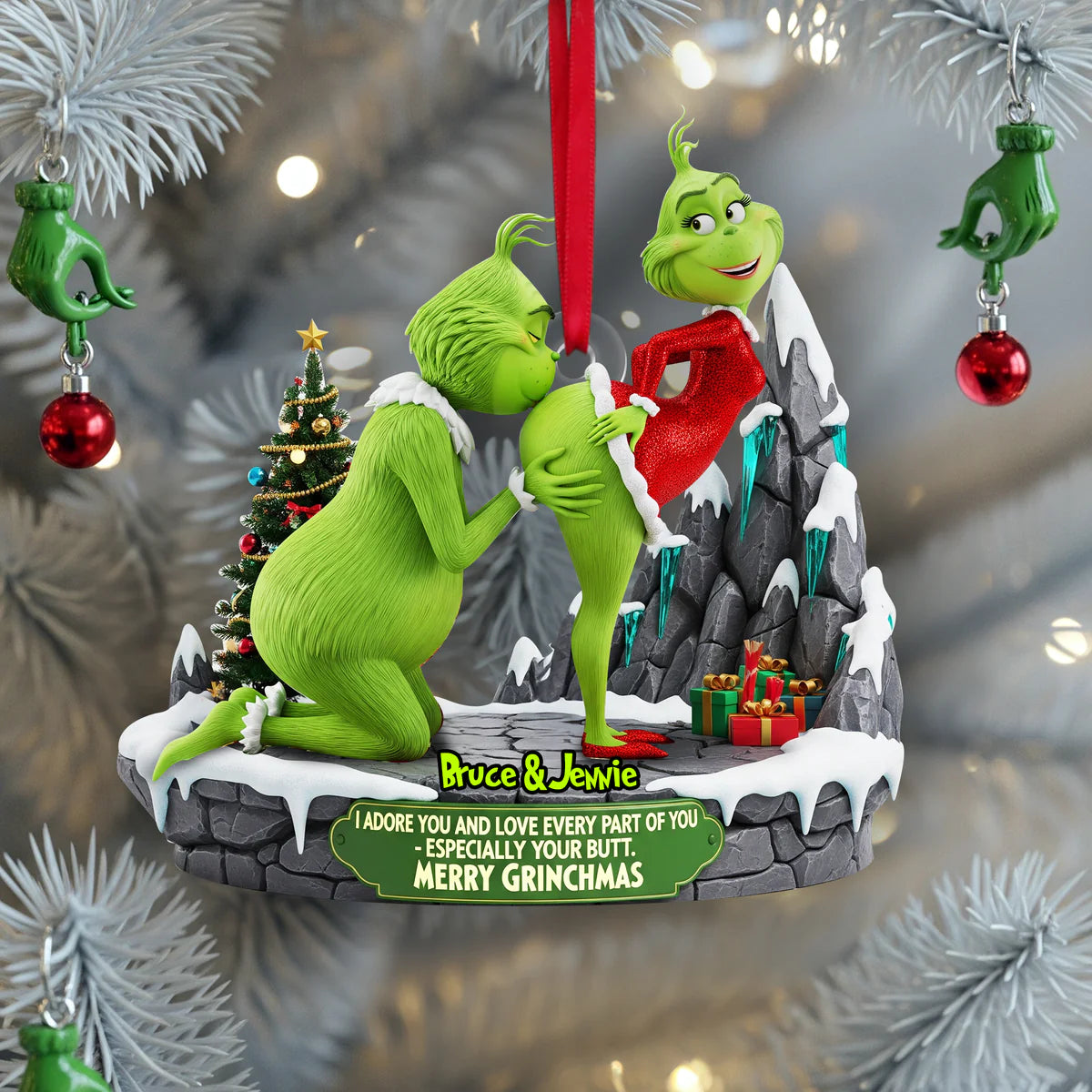 🔥$9.99 On Sale Today Only🎁Grinch Couple Christmas Ornament Set