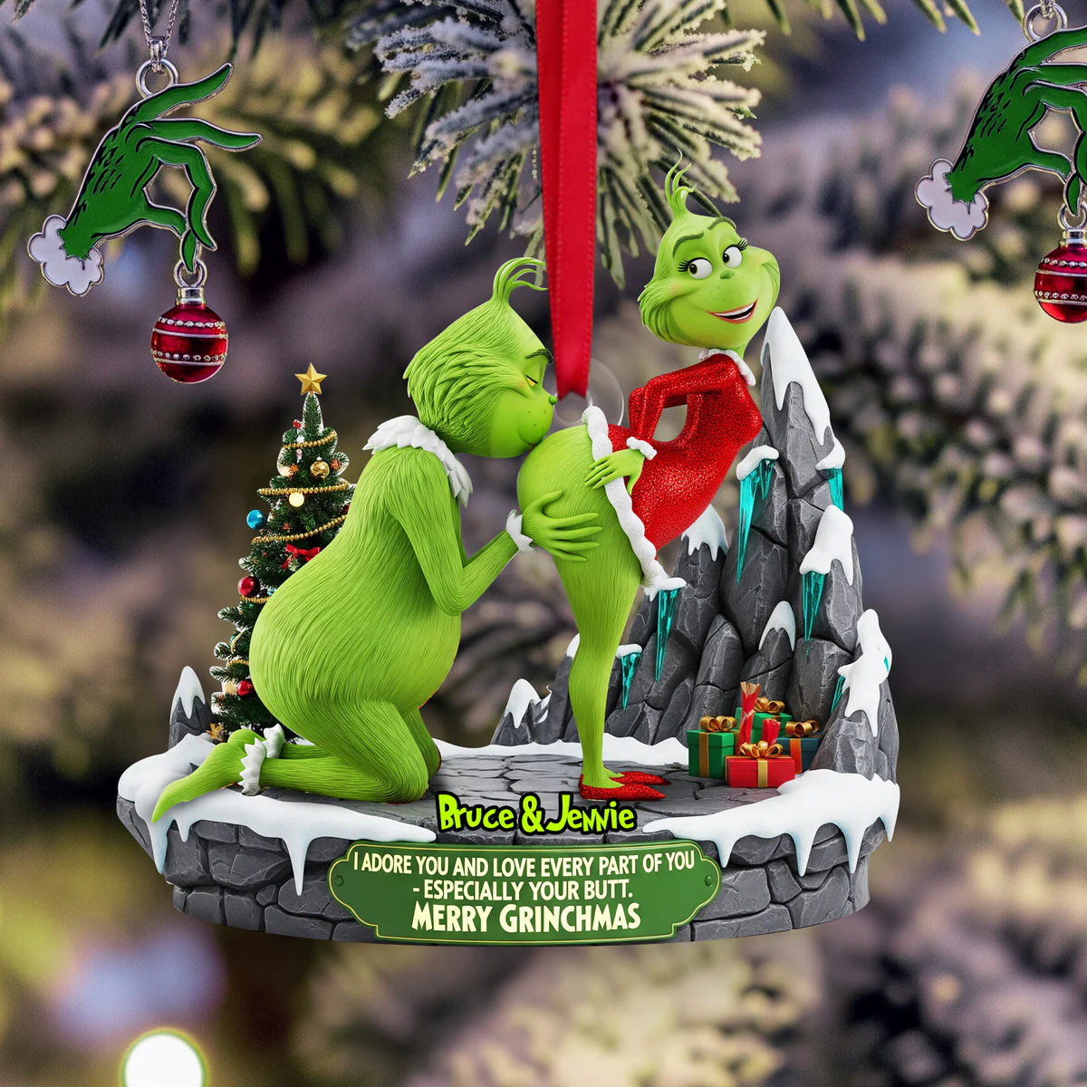 🔥$9.99 On Sale Today Only🎁Grinch Couple Christmas Ornament Set