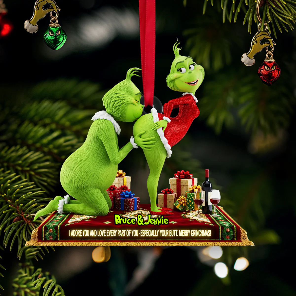 🔥$9.99 On Sale Today Only🎁Grinch Couple Christmas Ornament Set
